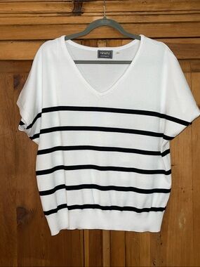 NINETY White Striped Sweater Vest Sz. L